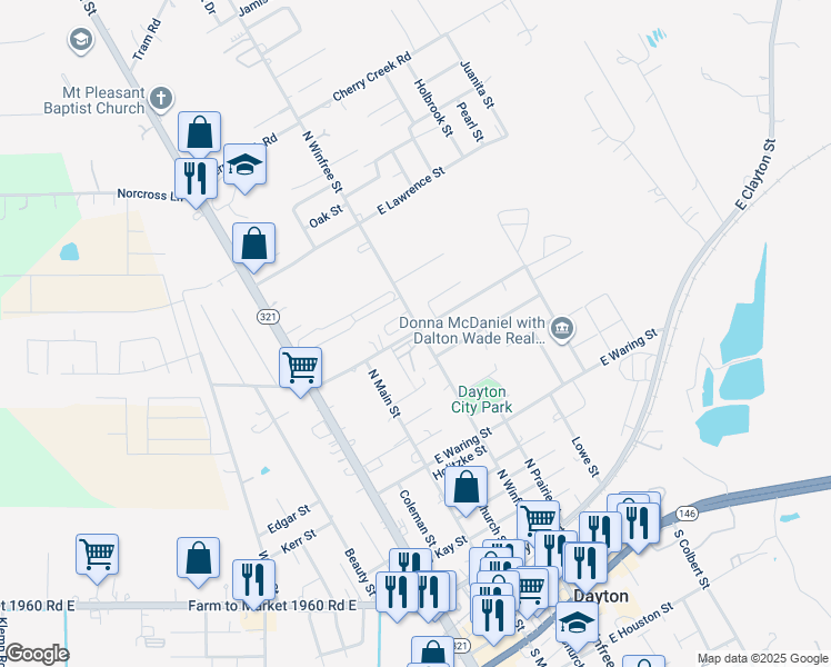 map of restaurants, bars, coffee shops, grocery stores, and more near 1504 North Winfree Street in Dayton