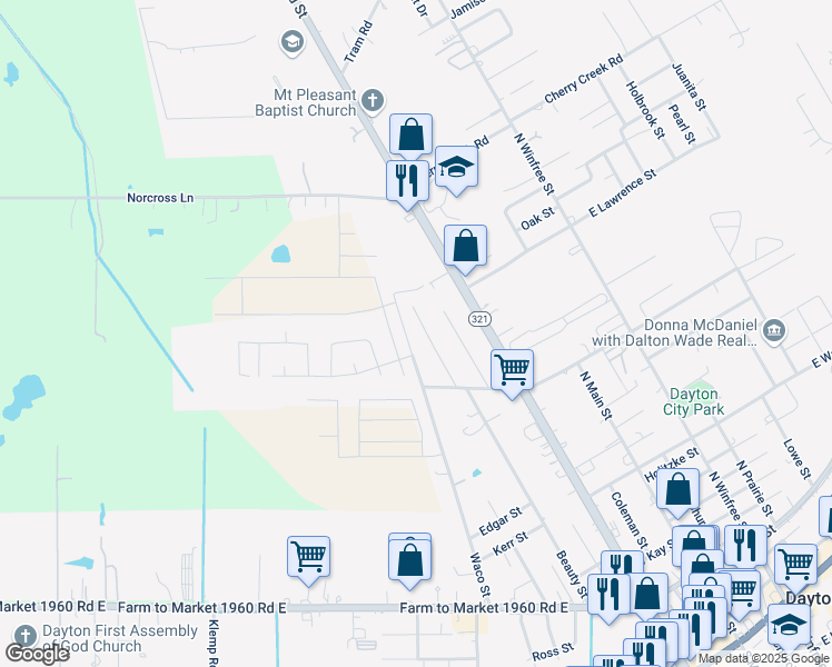 map of restaurants, bars, coffee shops, grocery stores, and more near 2003 Waco Street in Dayton