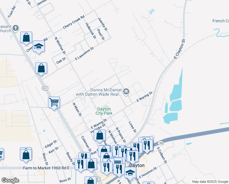 map of restaurants, bars, coffee shops, grocery stores, and more near 18 Carl St in Dayton