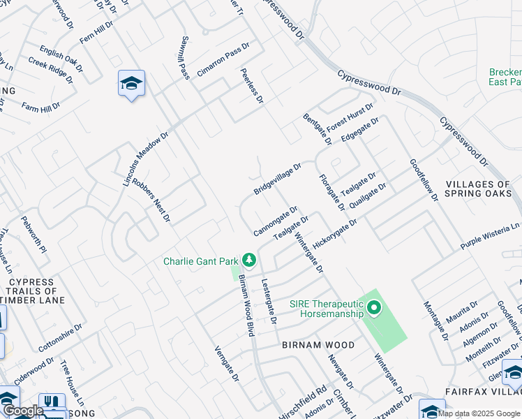 map of restaurants, bars, coffee shops, grocery stores, and more near 24022 Thistlegate Court in Spring