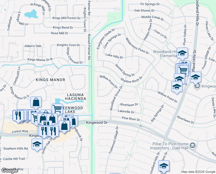 map of restaurants, bars, coffee shops, grocery stores, and more near 1830 Clover Spring Drive in Houston