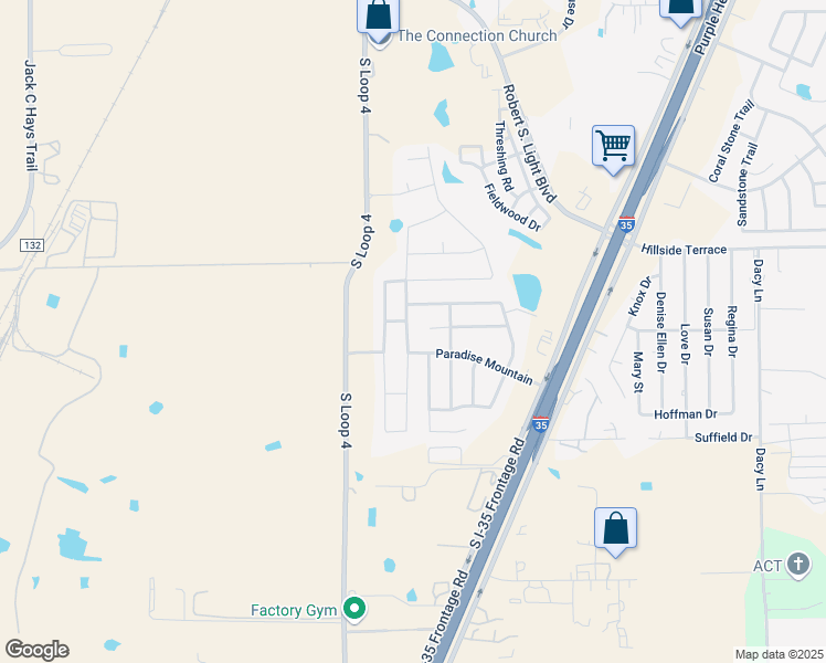 map of restaurants, bars, coffee shops, grocery stores, and more near 451 Hot Spring Valley in Buda