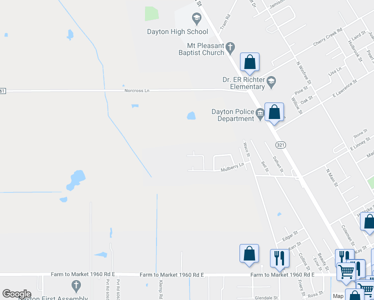 map of restaurants, bars, coffee shops, grocery stores, and more near 1112 Cypress Ln in Dayton
