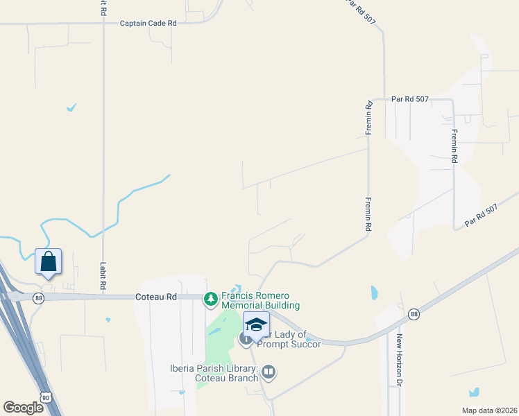 map of restaurants, bars, coffee shops, grocery stores, and more near 1809 Laurent Armentor Road in New Iberia