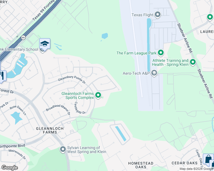 map of restaurants, bars, coffee shops, grocery stores, and more near 9111 Huckinston Court in Spring