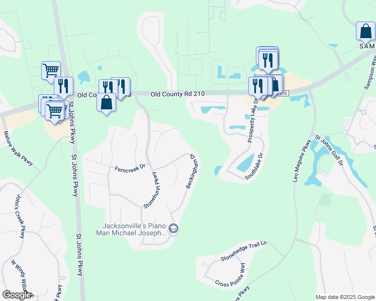 map of restaurants, bars, coffee shops, grocery stores, and more near 968 Beckingham Drive in St. Augustine