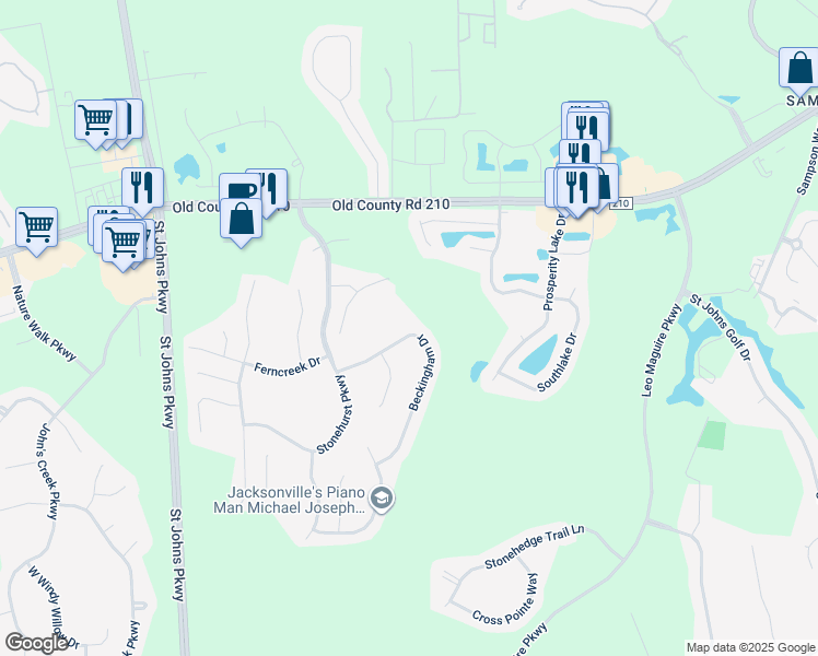 map of restaurants, bars, coffee shops, grocery stores, and more near 968 Beckingham Drive in St. Augustine