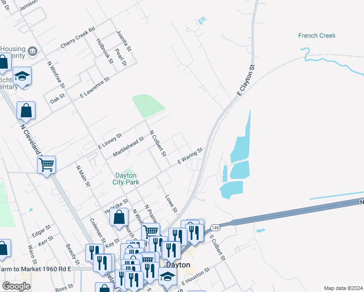 map of restaurants, bars, coffee shops, grocery stores, and more near 615 Rosewood Street in Dayton