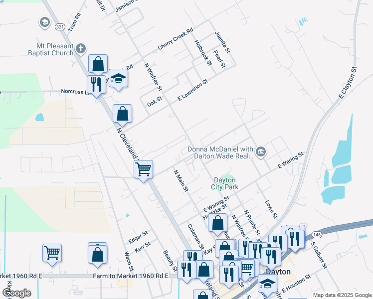 map of restaurants, bars, coffee shops, grocery stores, and more near 1504 North Winfree Street in Dayton