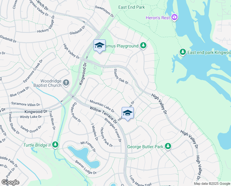 map of restaurants, bars, coffee shops, grocery stores, and more near 5827 Berkshire Hills Drive in Houston