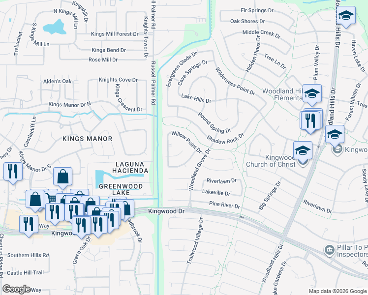 map of restaurants, bars, coffee shops, grocery stores, and more near 1834 Clover Spring Drive in Houston