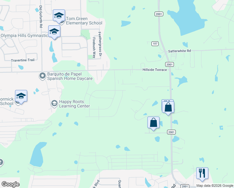 map of restaurants, bars, coffee shops, grocery stores, and more near 215 Brook Cove in Buda