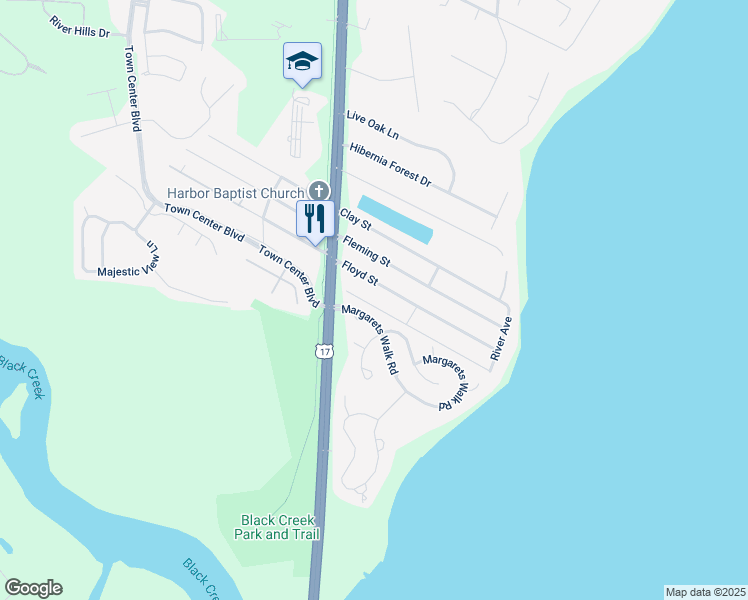 map of restaurants, bars, coffee shops, grocery stores, and more near 991 Florida Street in Fleming Island