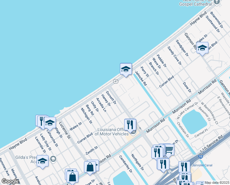 map of restaurants, bars, coffee shops, grocery stores, and more near in New Orleans