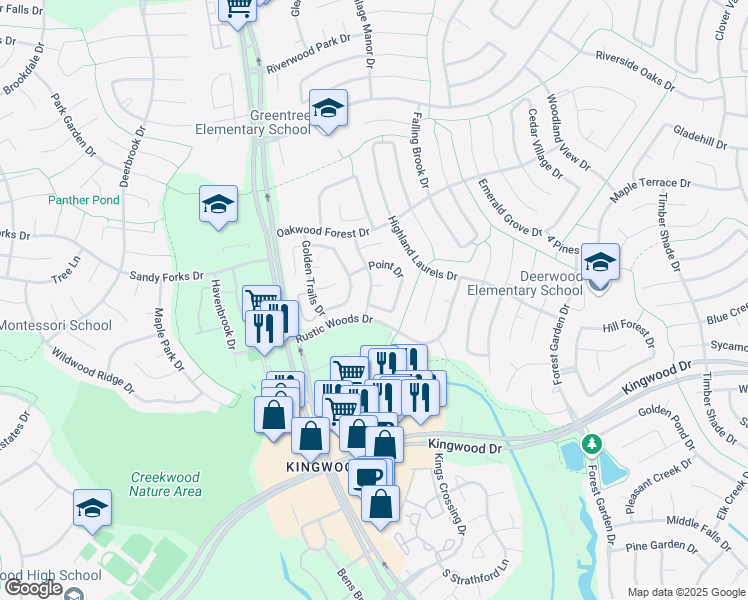 map of restaurants, bars, coffee shops, grocery stores, and more near 4303 Fir Valley Drive in Houston