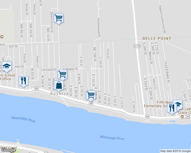 map of restaurants, bars, coffee shops, grocery stores, and more near 223 East 12th St Exd in Reserve