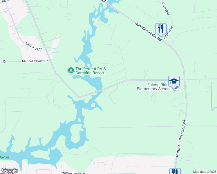 map of restaurants, bars, coffee shops, grocery stores, and more near 27400 Huffman Cleveland Road in Huffman