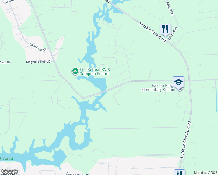 map of restaurants, bars, coffee shops, grocery stores, and more near 27400 Huffman Cleveland Road in Huffman
