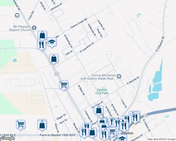 map of restaurants, bars, coffee shops, grocery stores, and more near 1511 North Winfree Street in Dayton