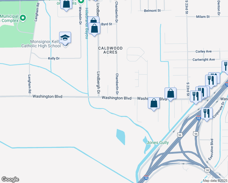 map of restaurants, bars, coffee shops, grocery stores, and more near 1670 Chamberlin Drive in Beaumont