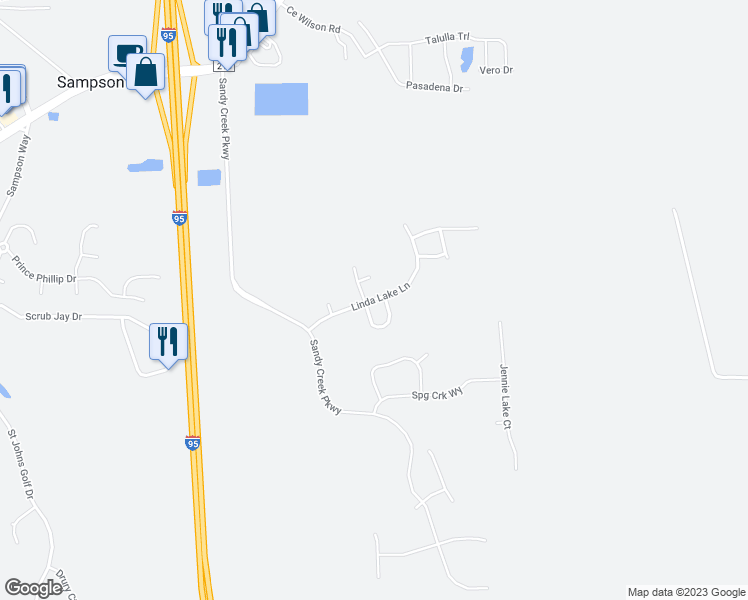 map of restaurants, bars, coffee shops, grocery stores, and more near 148 Linda Lake Lane in Saint Augustine