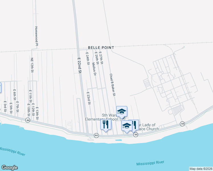 map of restaurants, bars, coffee shops, grocery stores, and more near 241 Chad B Baker Street in Reserve