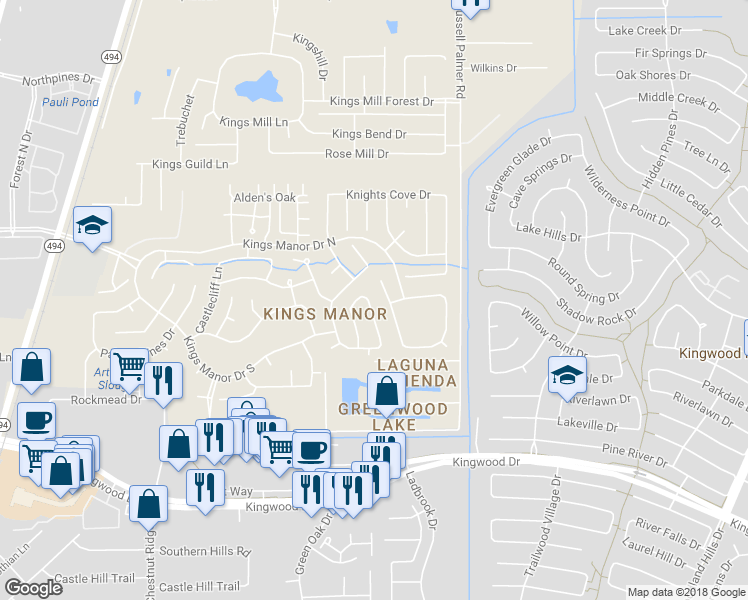 map of restaurants, bars, coffee shops, grocery stores, and more near 26862 Squires Park Drive in Harris County