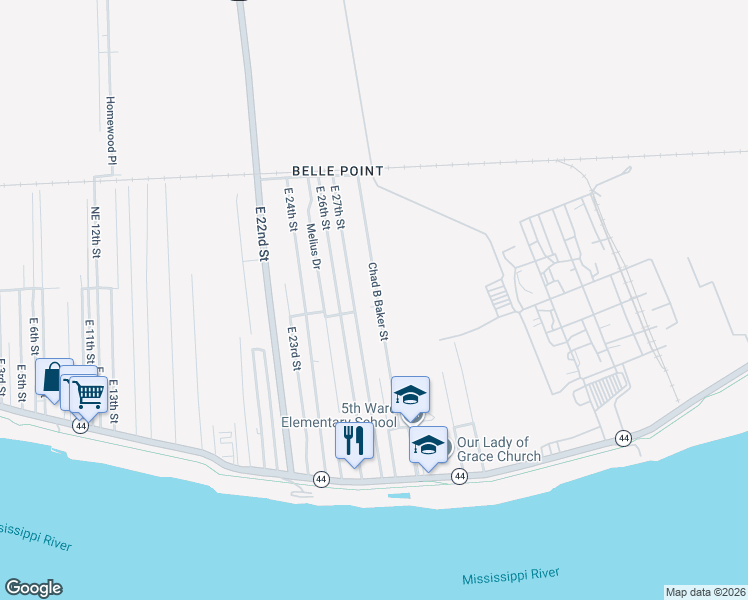 map of restaurants, bars, coffee shops, grocery stores, and more near 241 Chad B Baker Street in Reserve