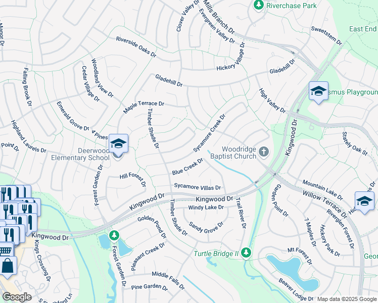 map of restaurants, bars, coffee shops, grocery stores, and more near 5226 Mulberry Grove Drive in Houston