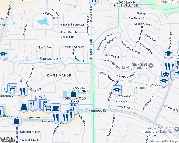 map of restaurants, bars, coffee shops, grocery stores, and more near 26904 Plateau Lake Drive in Humble