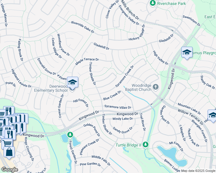 map of restaurants, bars, coffee shops, grocery stores, and more near 5226 Mulberry Grove Drive in Houston