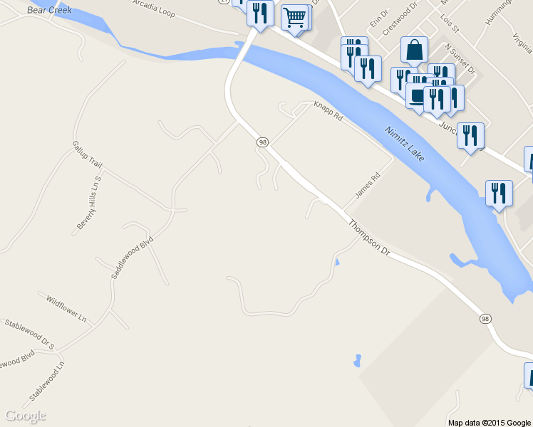 map of restaurants, bars, coffee shops, grocery stores, and more near 1546 Knapp Road in Kerrville