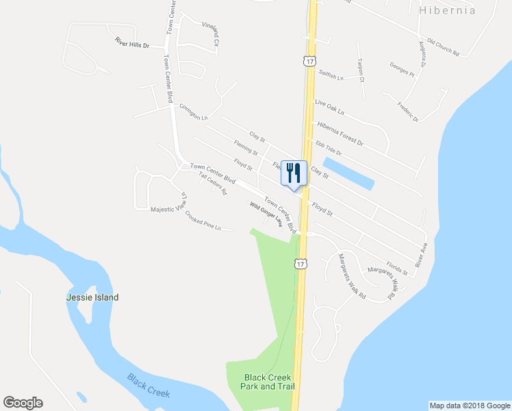 map of restaurants, bars, coffee shops, grocery stores, and more near 1186 Wild Ginger Lane in Fleming Island
