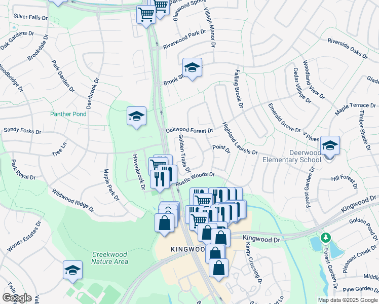 map of restaurants, bars, coffee shops, grocery stores, and more near 4210 Villa Hill Drive in Houston