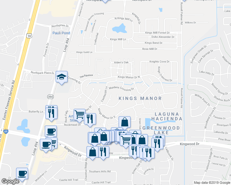 map of restaurants, bars, coffee shops, grocery stores, and more near 26872 Monarch Manor Lane in Humble