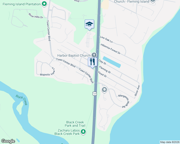 map of restaurants, bars, coffee shops, grocery stores, and more near 1144 Wild Ginger Lane in Orange Park