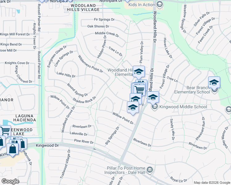 map of restaurants, bars, coffee shops, grocery stores, and more near 2139 Lake Hills Drive in Houston