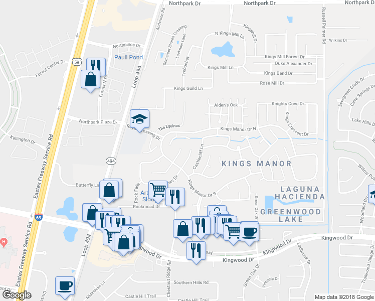 map of restaurants, bars, coffee shops, grocery stores, and more near 26869 Palace Pines Drive in Montgomery County