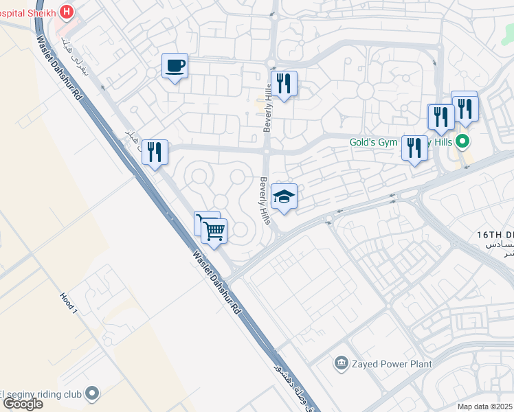 map of restaurants, bars, coffee shops, grocery stores, and more near in Second Al Sheikh Zayed