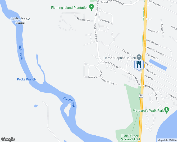 map of restaurants, bars, coffee shops, grocery stores, and more near 1482 Poplar Ridge in Orange Park