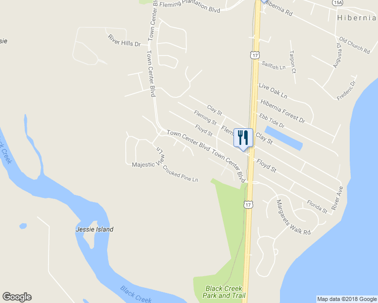 map of restaurants, bars, coffee shops, grocery stores, and more near 2417 Tall Cedars Road in Orange Park