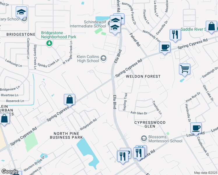 map of restaurants, bars, coffee shops, grocery stores, and more near in Harris County