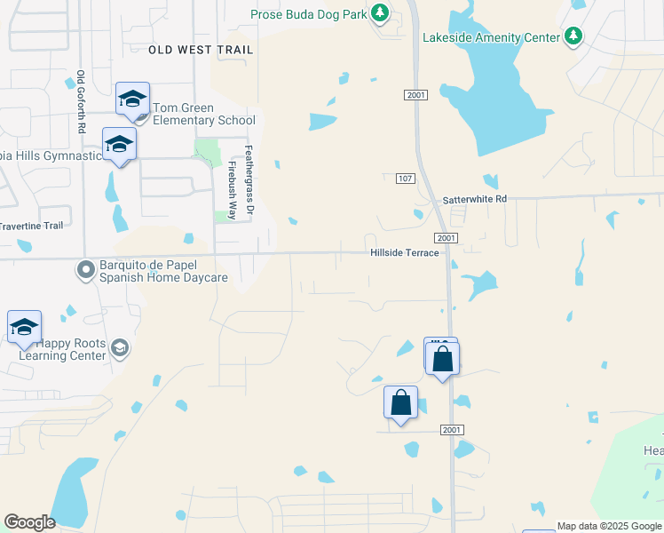 map of restaurants, bars, coffee shops, grocery stores, and more near 1665 Hillside Terrace in Buda