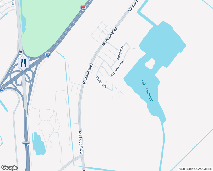 map of restaurants, bars, coffee shops, grocery stores, and more near 7562 Horizon Court in New Orleans