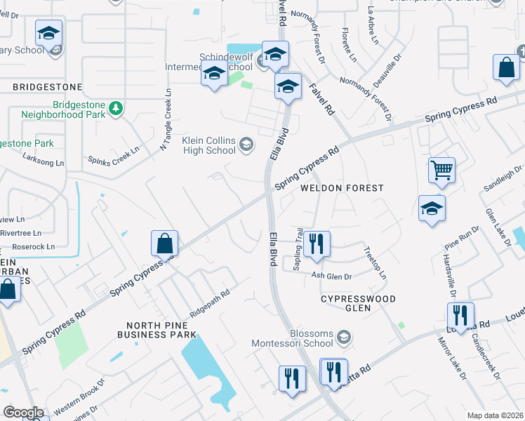 map of restaurants, bars, coffee shops, grocery stores, and more near in Harris County