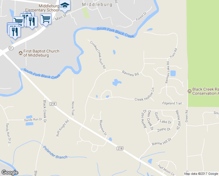 map of restaurants, bars, coffee shops, grocery stores, and more near 140 Creek Hollow Lane in Middleburg