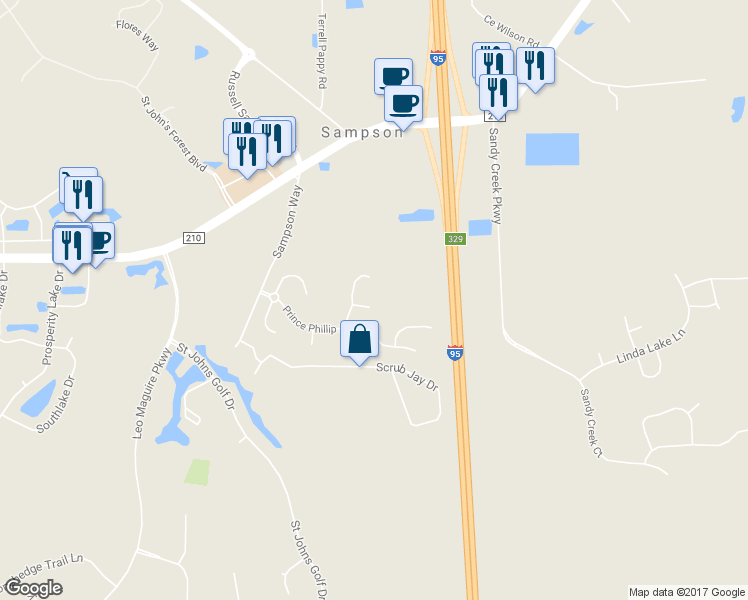 map of restaurants, bars, coffee shops, grocery stores, and more near 812 Esquire Ln in St Augustine