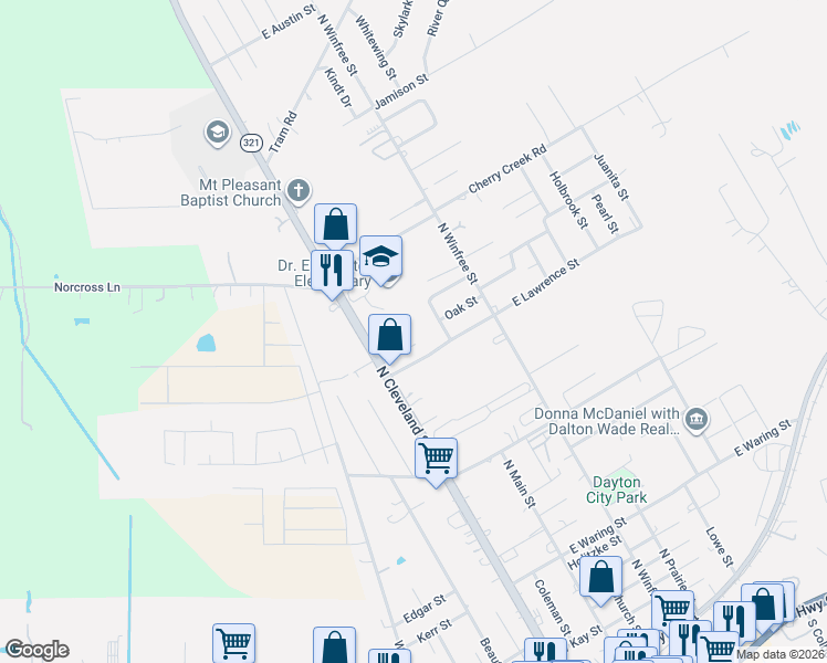 map of restaurants, bars, coffee shops, grocery stores, and more near 208 Barnes in Dayton