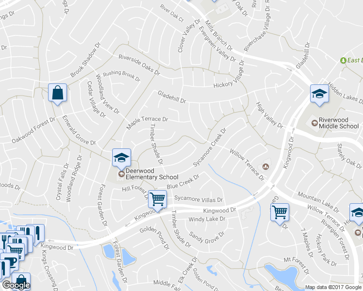 map of restaurants, bars, coffee shops, grocery stores, and more near 5311 Manor Glen Drive in Houston