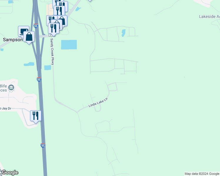 map of restaurants, bars, coffee shops, grocery stores, and more near 193 Linda Lake Lane in St. Augustine